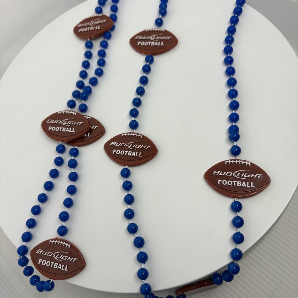 Bud Light Football Blue Beaded Necklaces Game Day‎ Tailgate NFL Super Bowl XLVII